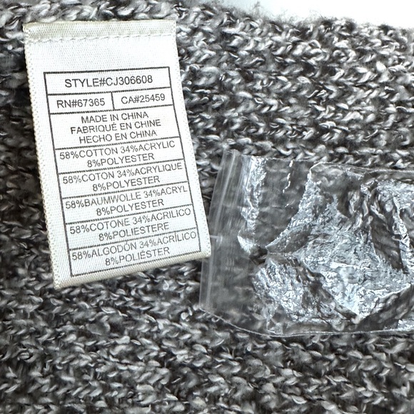 Cupcakes And Cashmere Grey Knit Etoile Star Open Front Long Cardigan Sweater - Picture 8 of 8